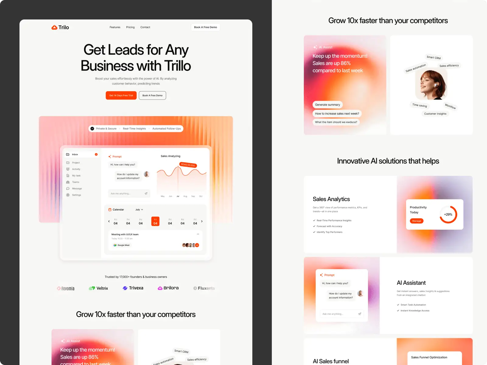 trillo free saas & startup landing page template