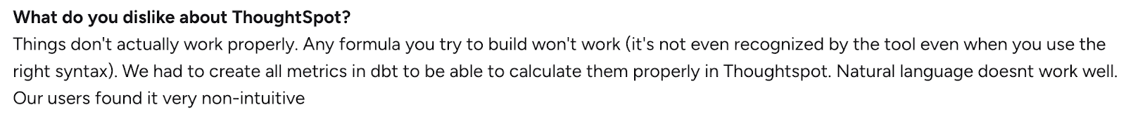 Thoughtspot review about its Natural language 