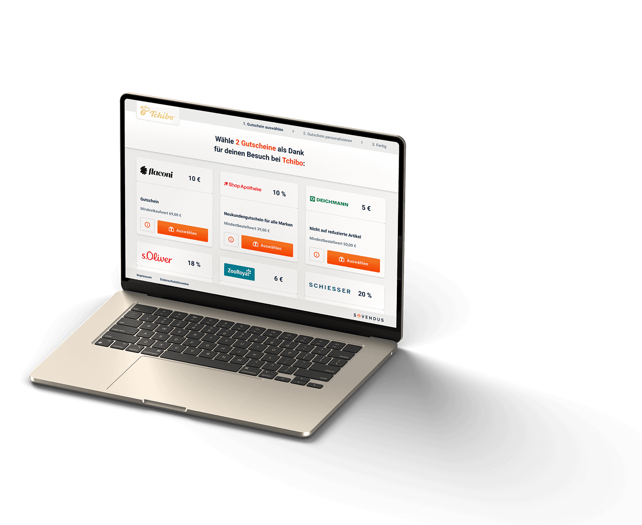 Laptop mit Sovendus Voucher Network Produkt-Screen