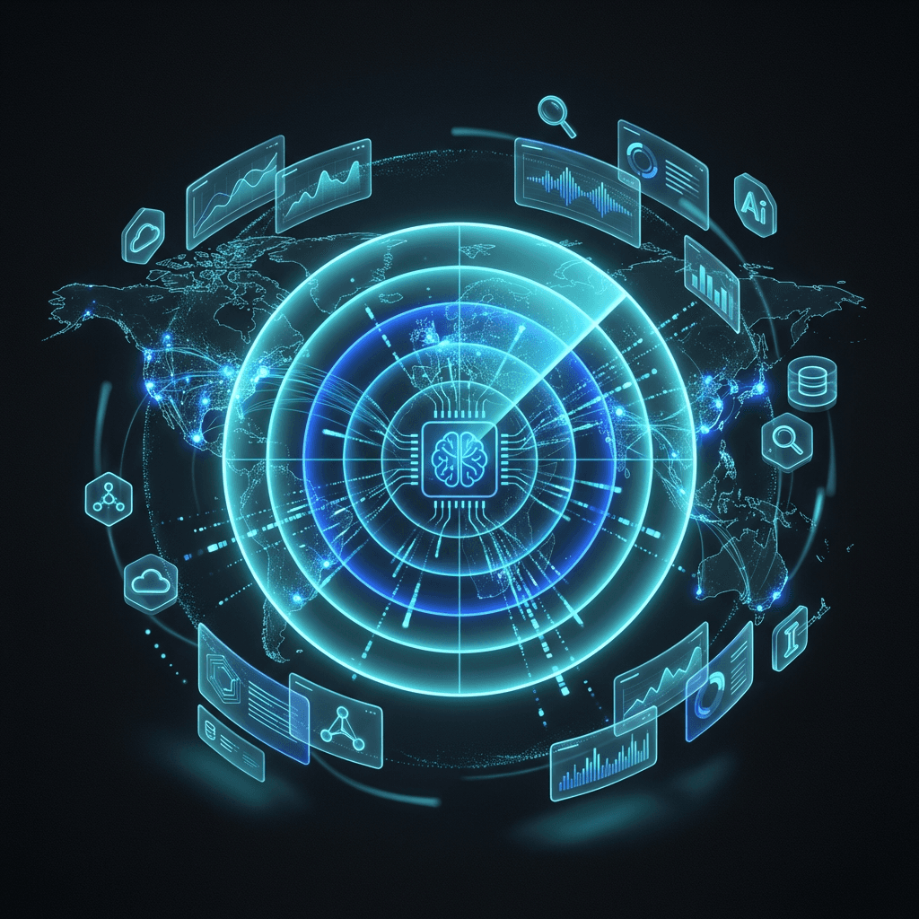 A talent recruiter with a soft smile working on her laptop in the office. The angle is on her face so we can't see what's is on the screen. She is wearing a blazer