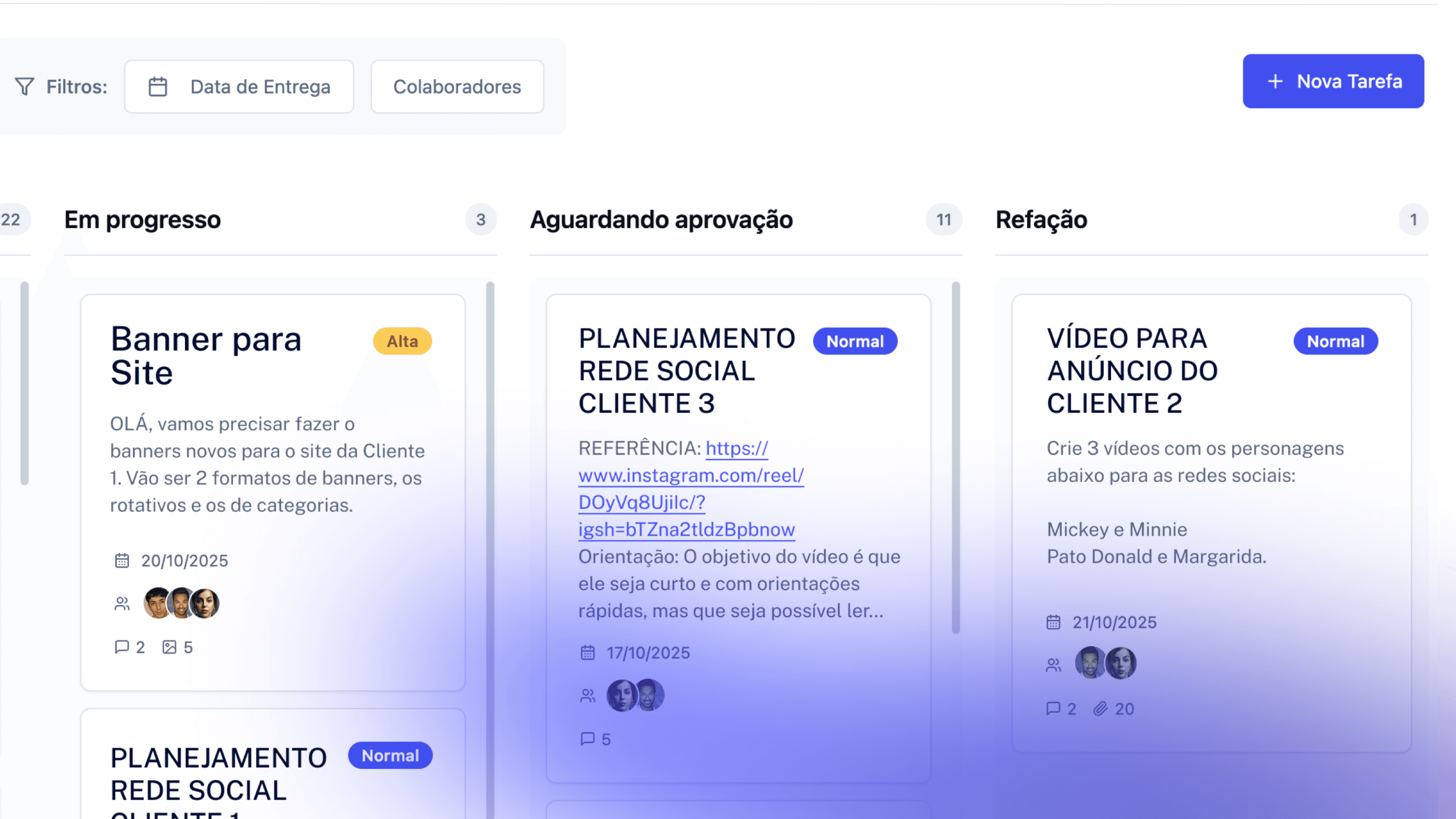 TELA TAREFAS BLUE VISIONN