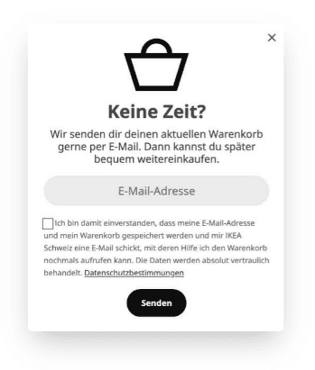 Screen des Sovendus Optimize Warenkorbabbrecher-Widgets