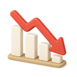 Icon of a declining bar chart with a red arrow, symbolizing how too much context causes AI performance to drop.