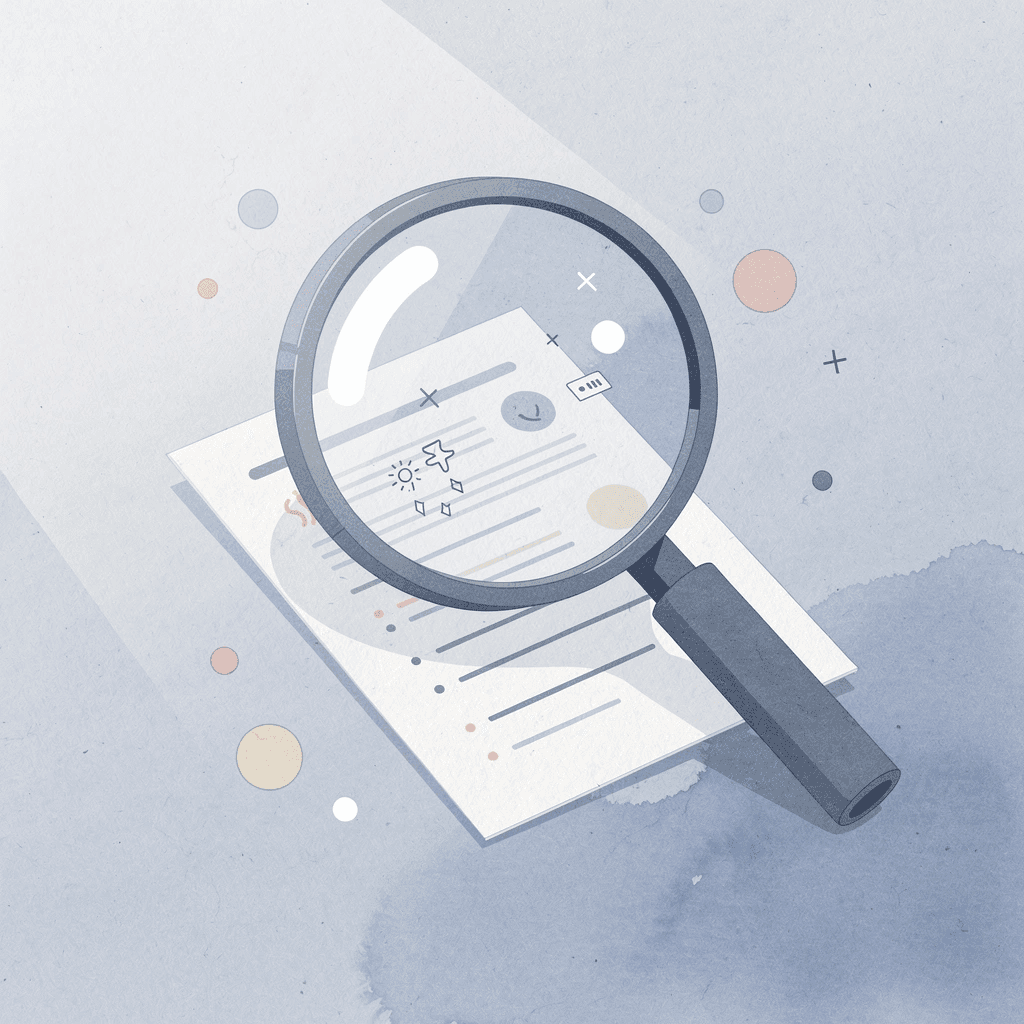 Person searching through scattered legal documents with a magnifying glass