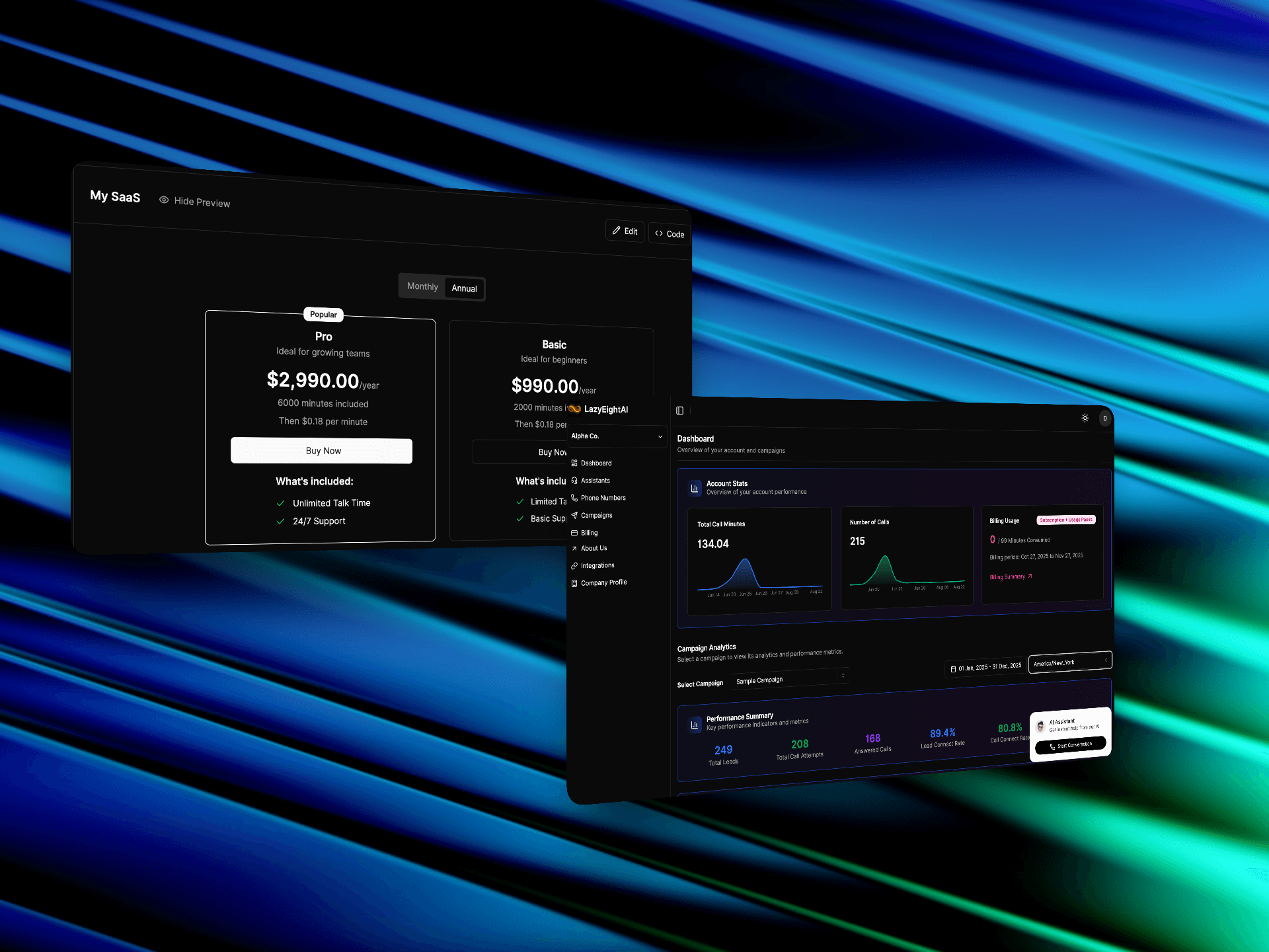 White label voice AI platform with built-in client onboarding automation VoiceAIWrapper showing pricing and dashboard tools | VoiceAIWrapper