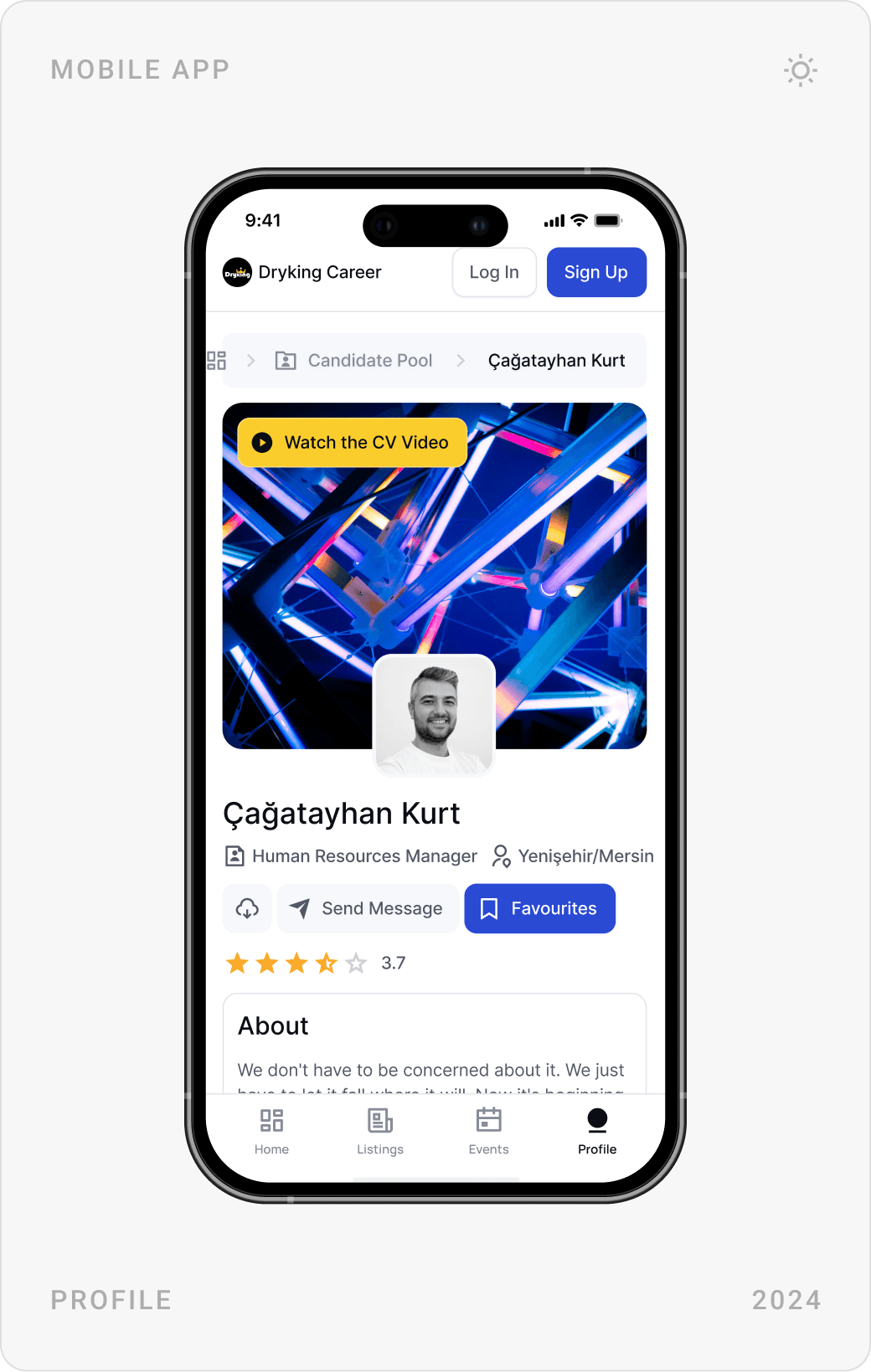 Modern Candidate Profile Mobile Design