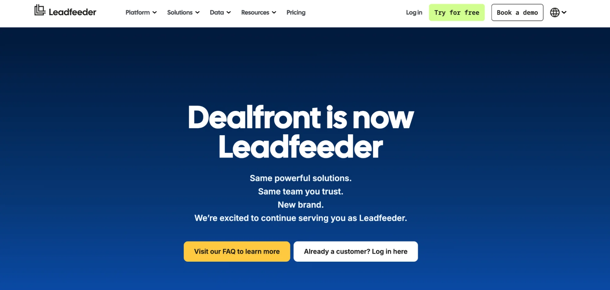 Leadfeeder homepage: website visitor tracking and B2B lead generation