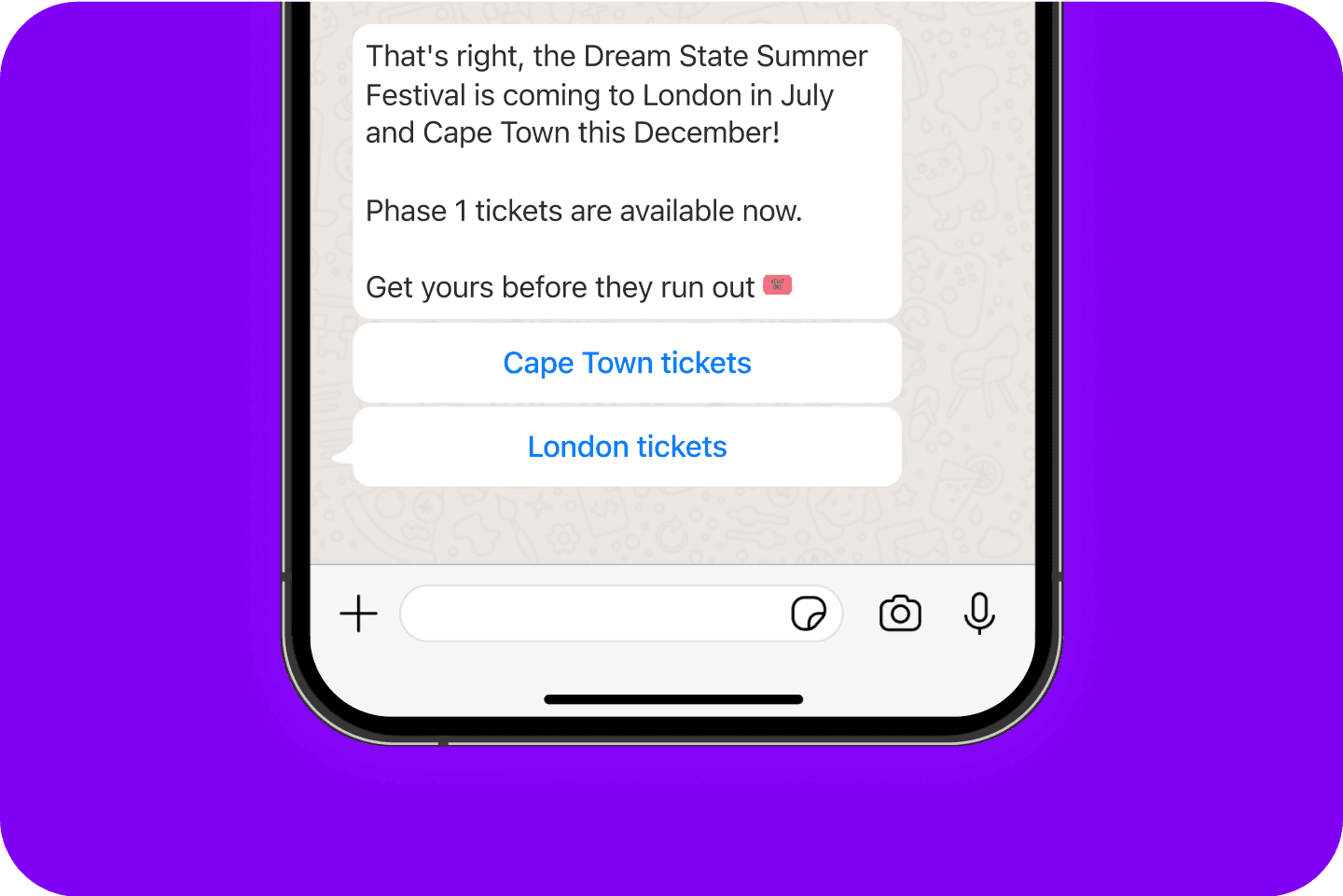 Event marketing WhatsApp broadcast example