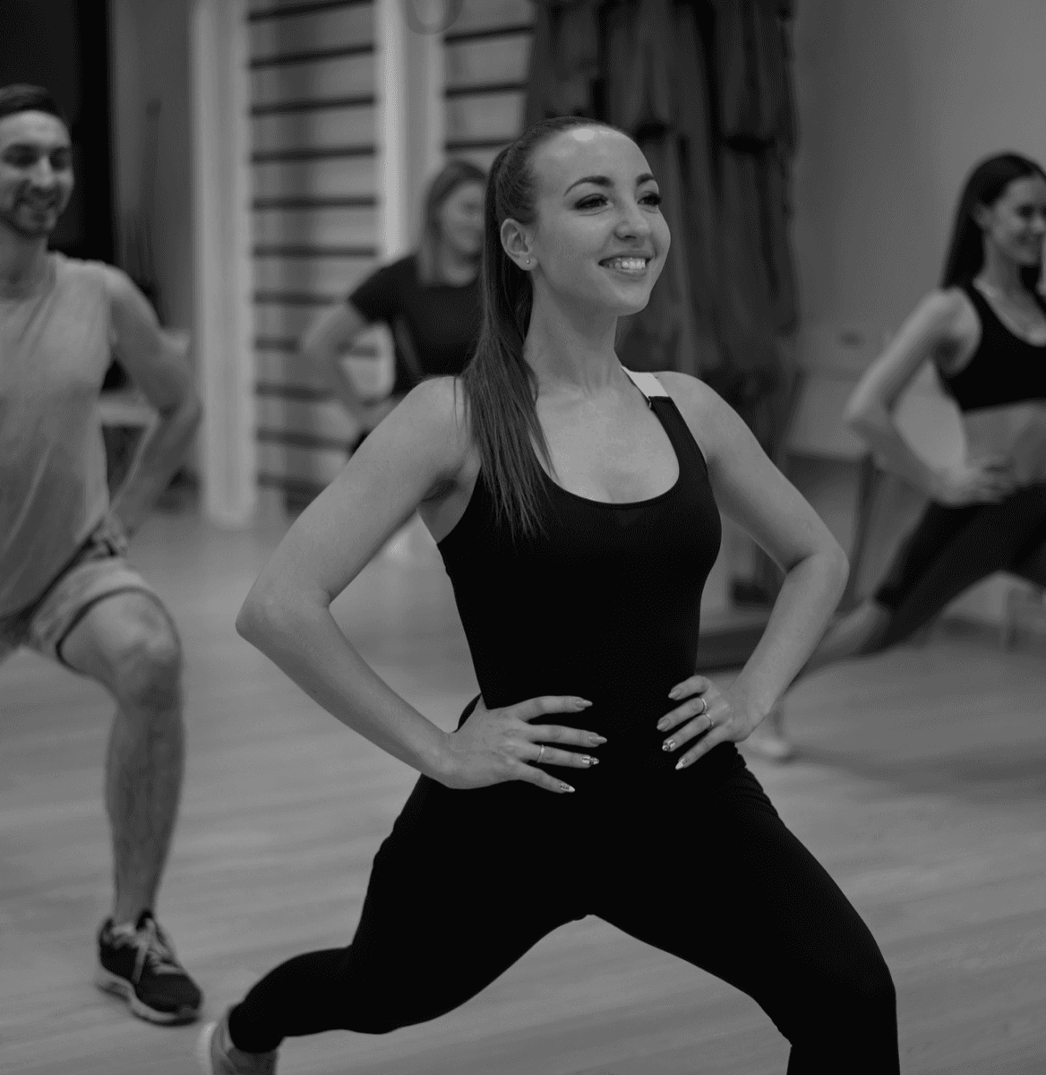 woman stretching in the gym
