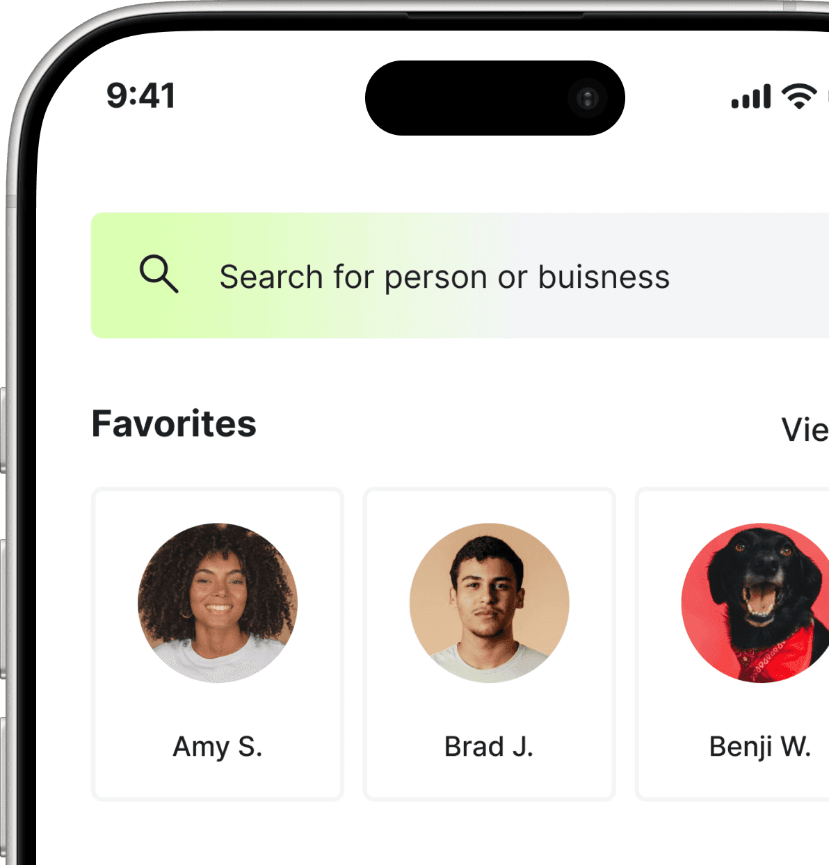 Vault Pay Mockup Favorites Feature