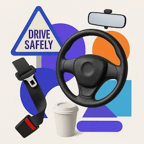 Image with seatbelt and wheel