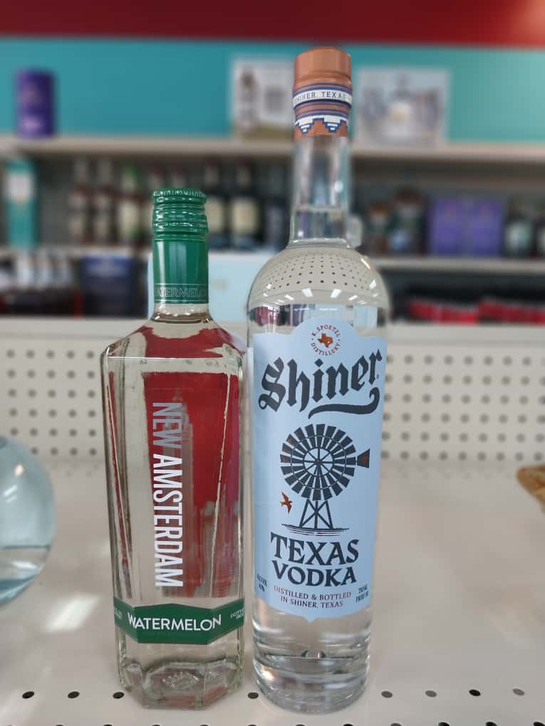 texas vodka on shelf in Luci Lu Liquor