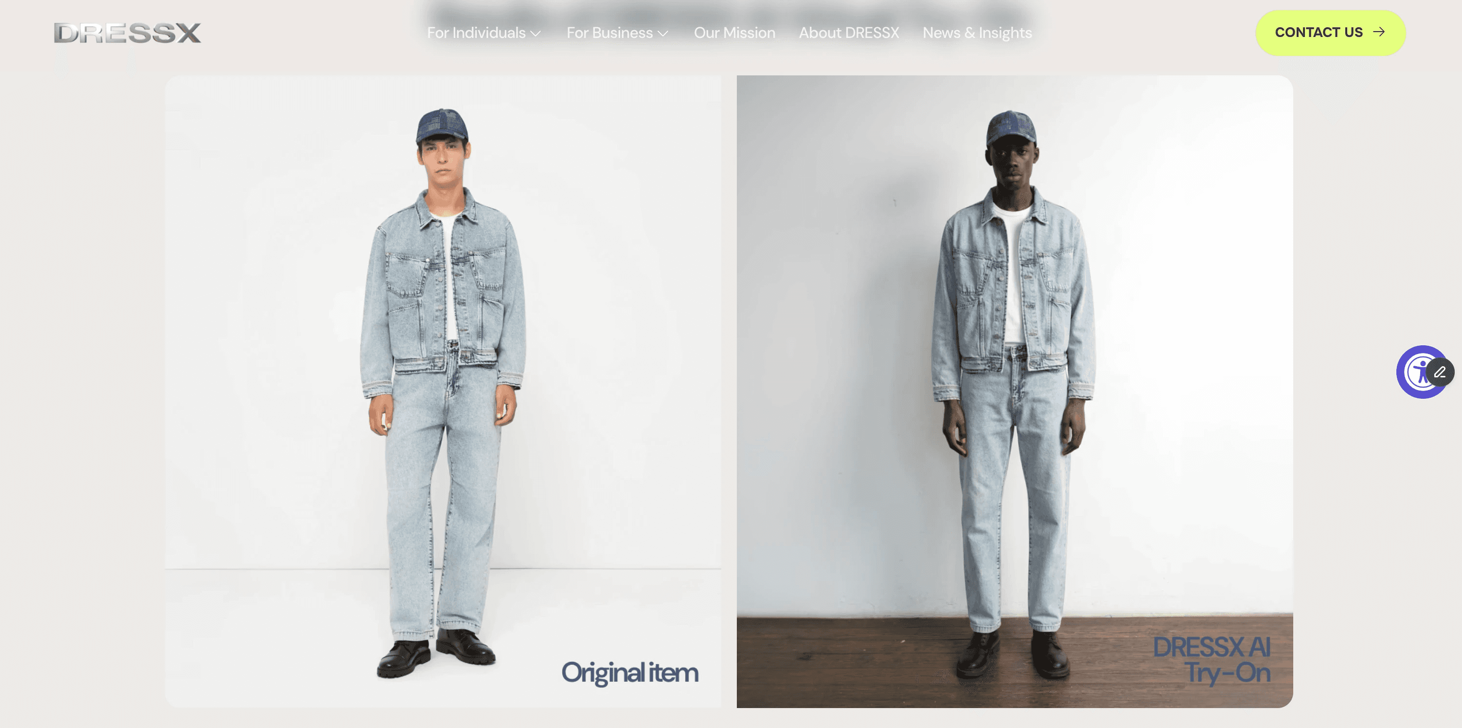 Virtual try-on for denim works by using AI models trained specifically on denim's material properties, rather than applying a general-purpose rendering approach to a specialized fabric.