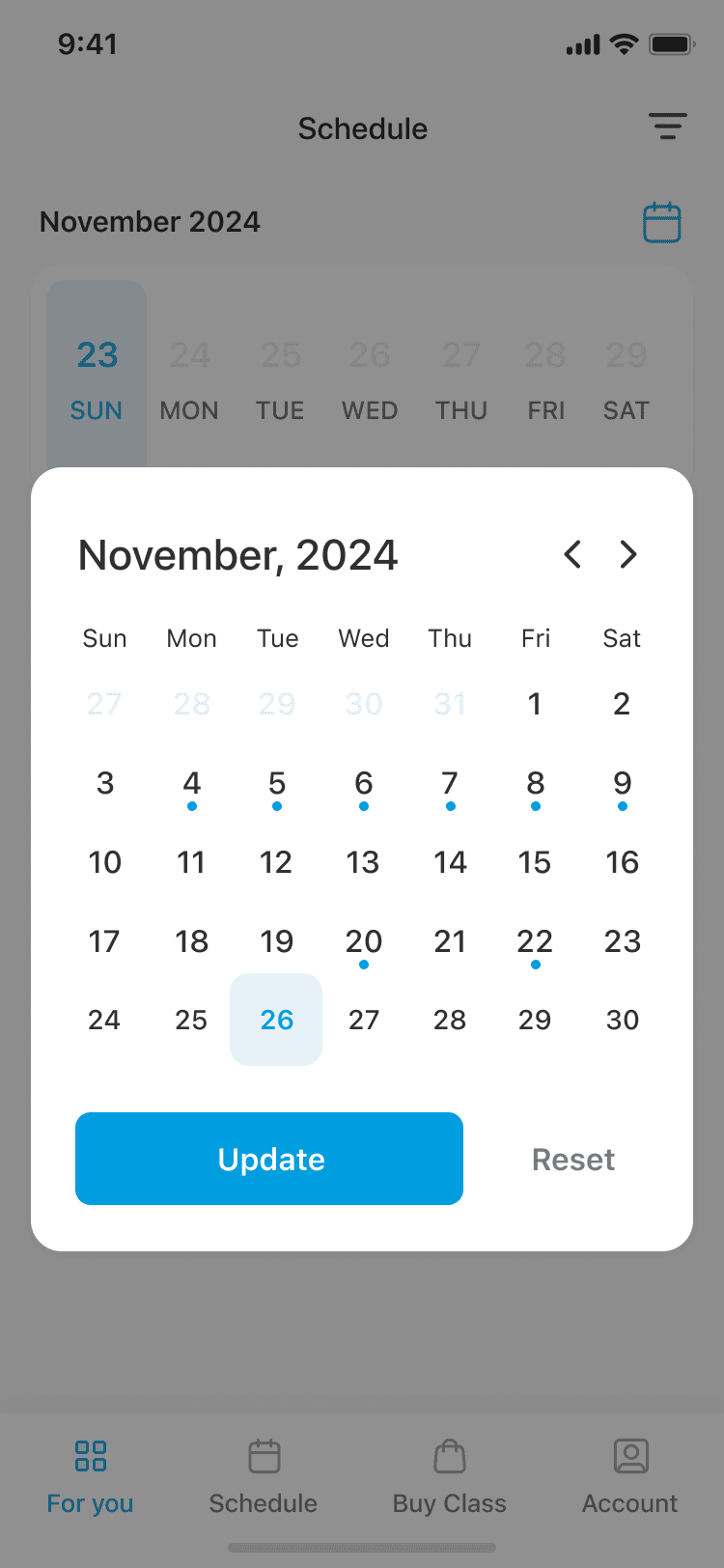 calendar screen
