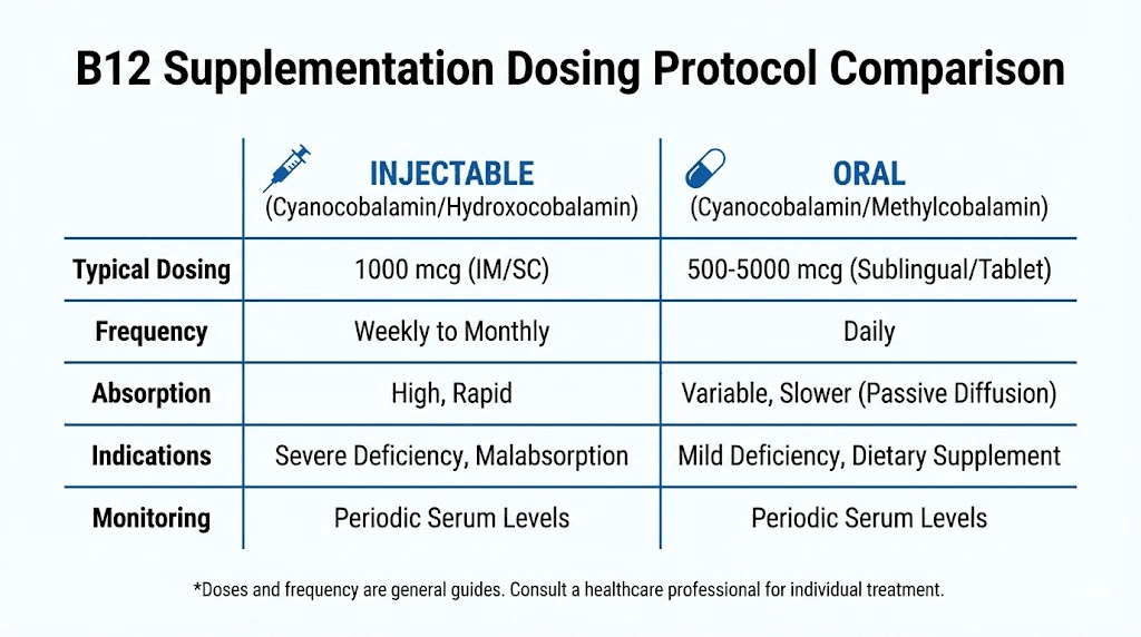 Vitamin b12 supplementation protocols for semaglutide users showing dosing options