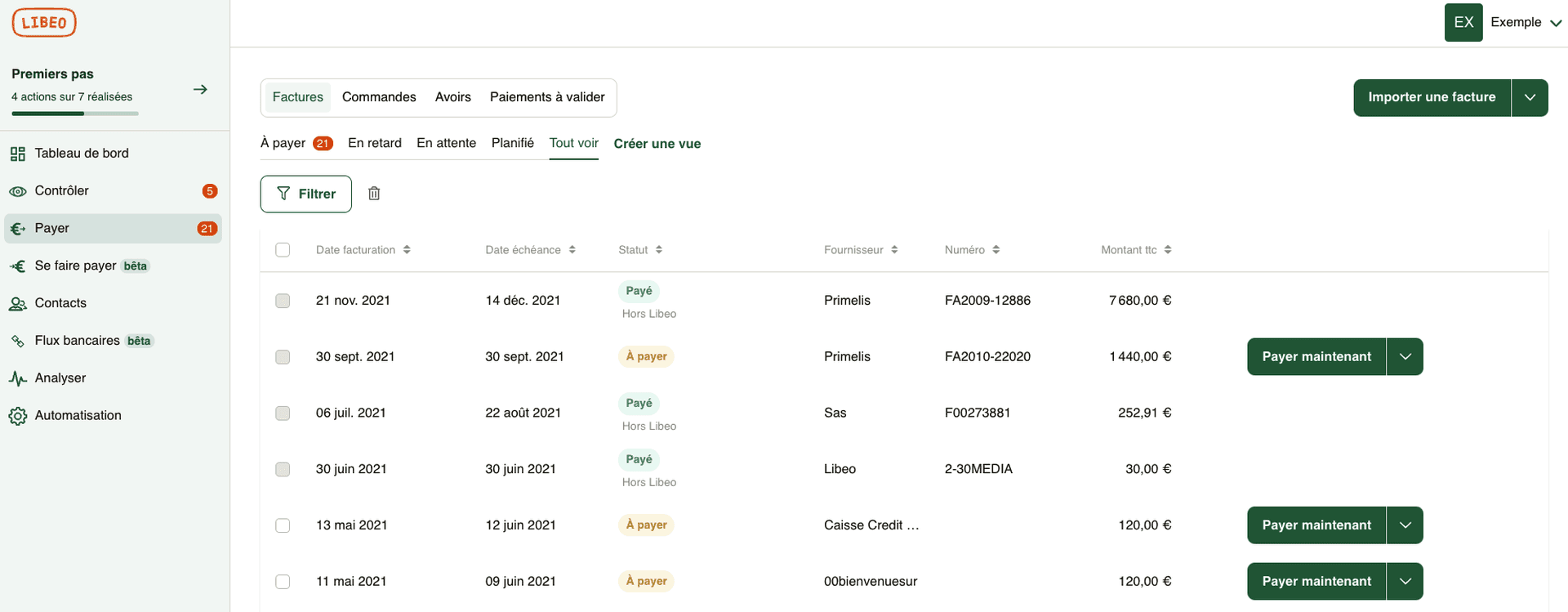 Collecte de factures