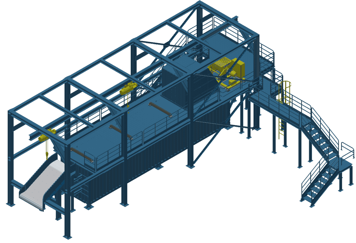 Projeto de Estrutura de Monovia de 30TON, Mezaninos, Passadiços e Escadas de Acesso, Tanque de Rejeitos e Rampa de Apoio para as duas linhas de Desparafinação de Tubos Flexíveis. Cliente final ALISEO