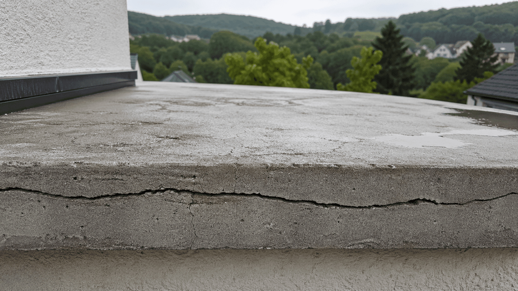 risse in einem balkon in heiligenhaus nahaufnahme