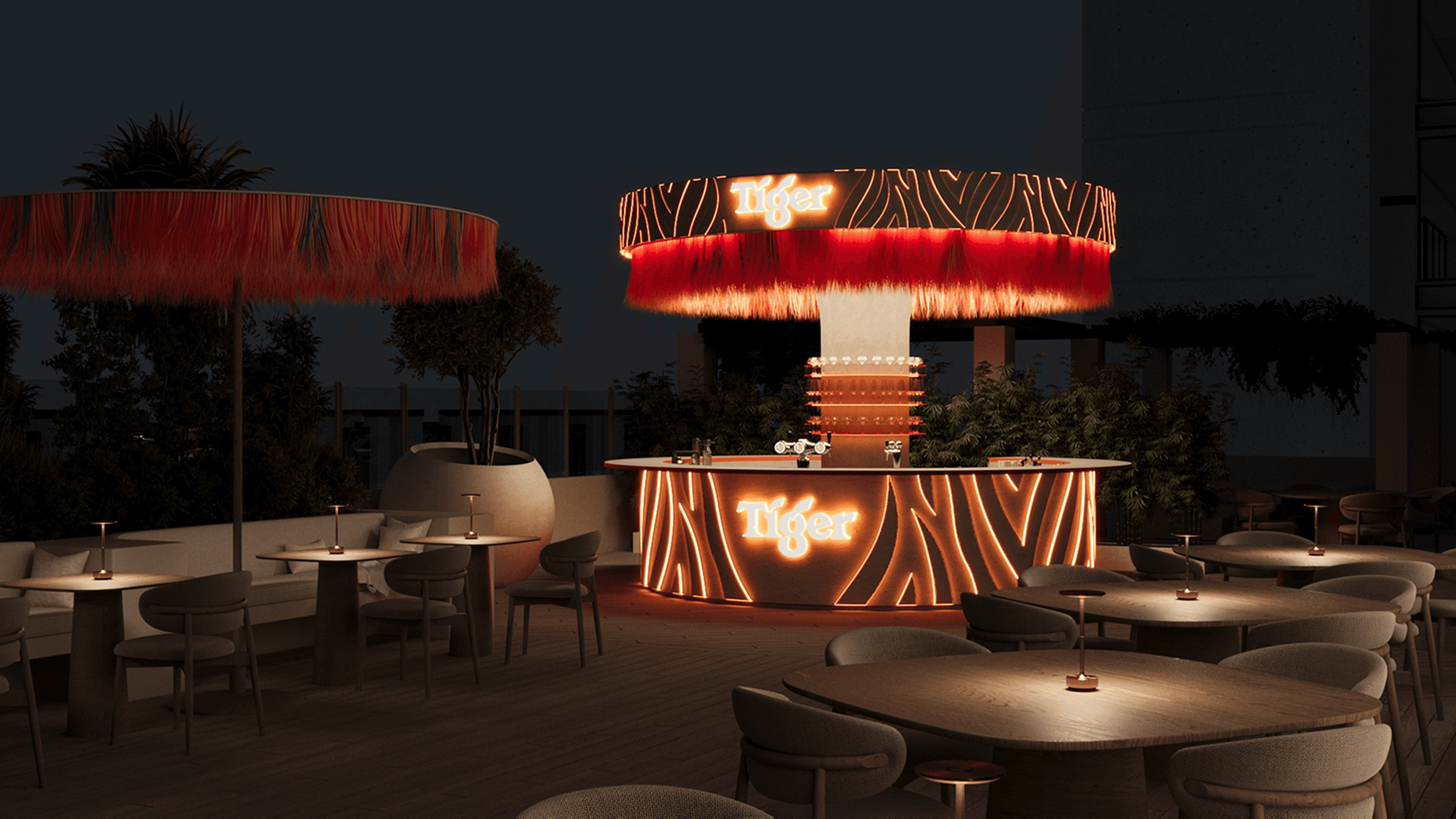 Case study cover image for Tiger project featuring one of the offline brand zones created by our team