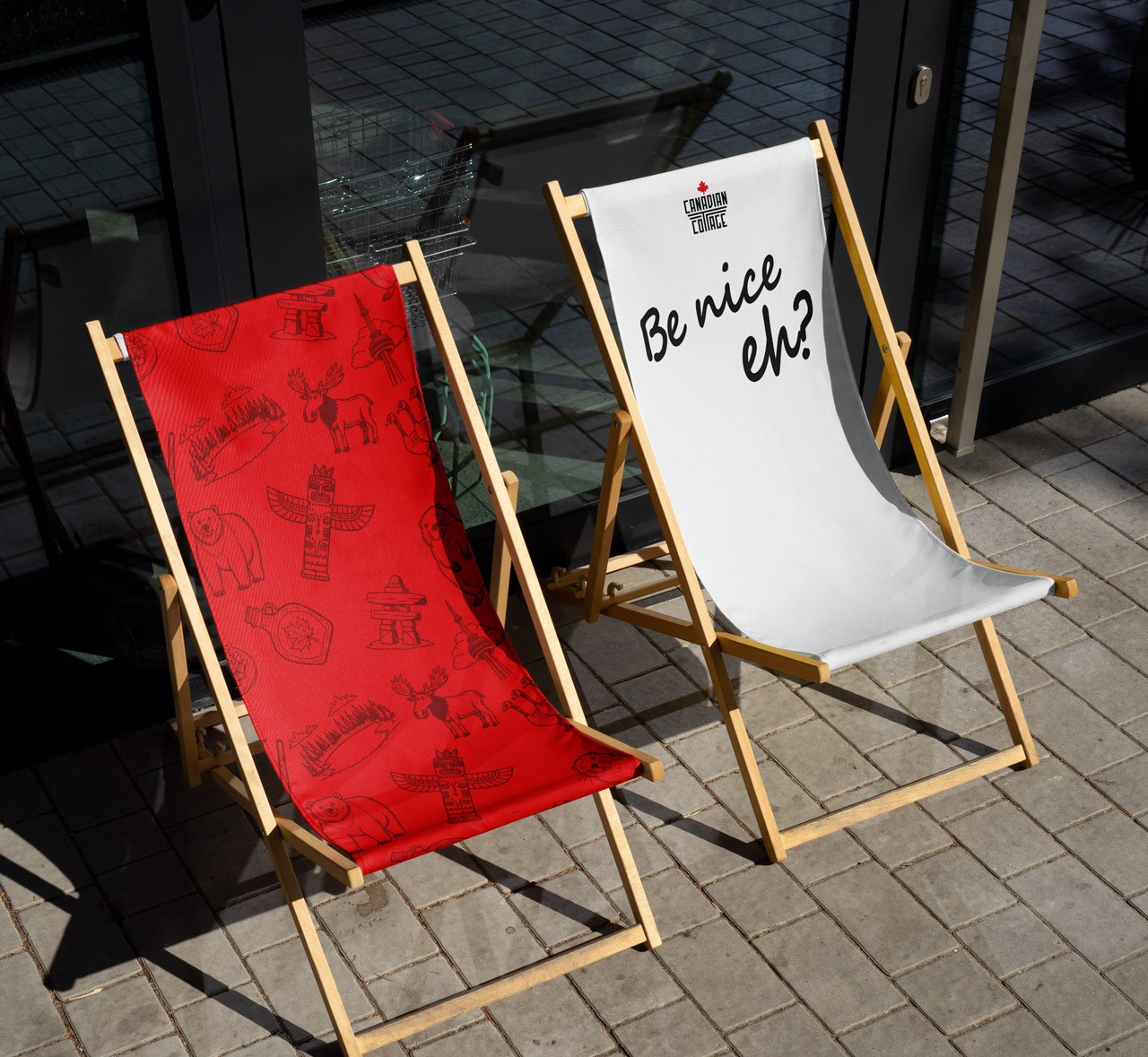 Folded seats outside