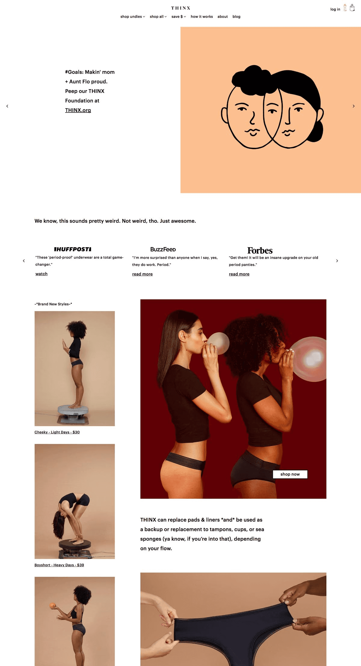 Old Desktop Thinx Homepage