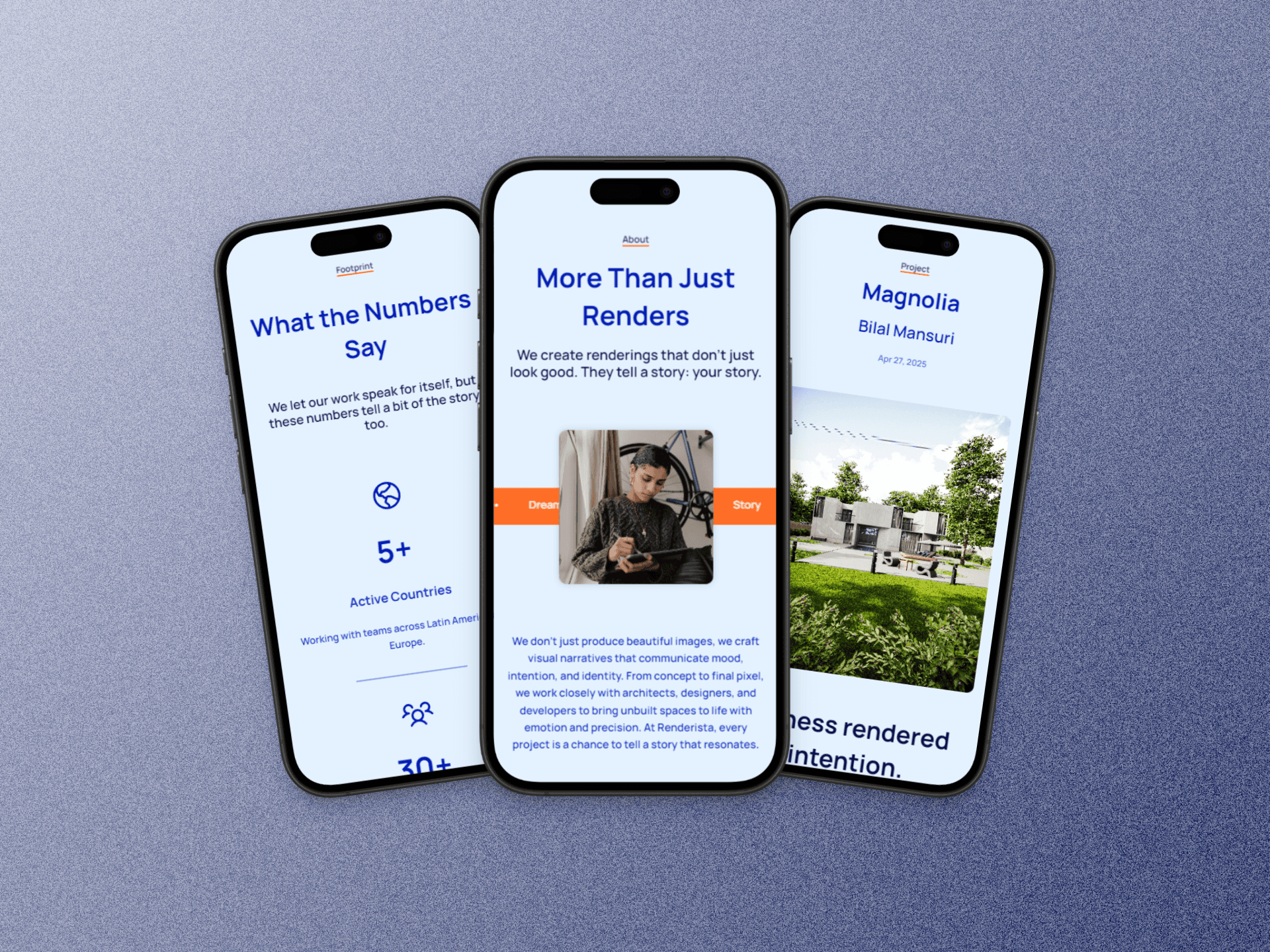 3 iPhones displaying the responsiveness of the website Compadre