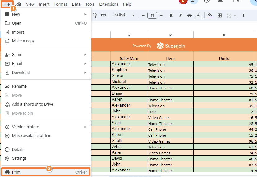 Access Print Settings