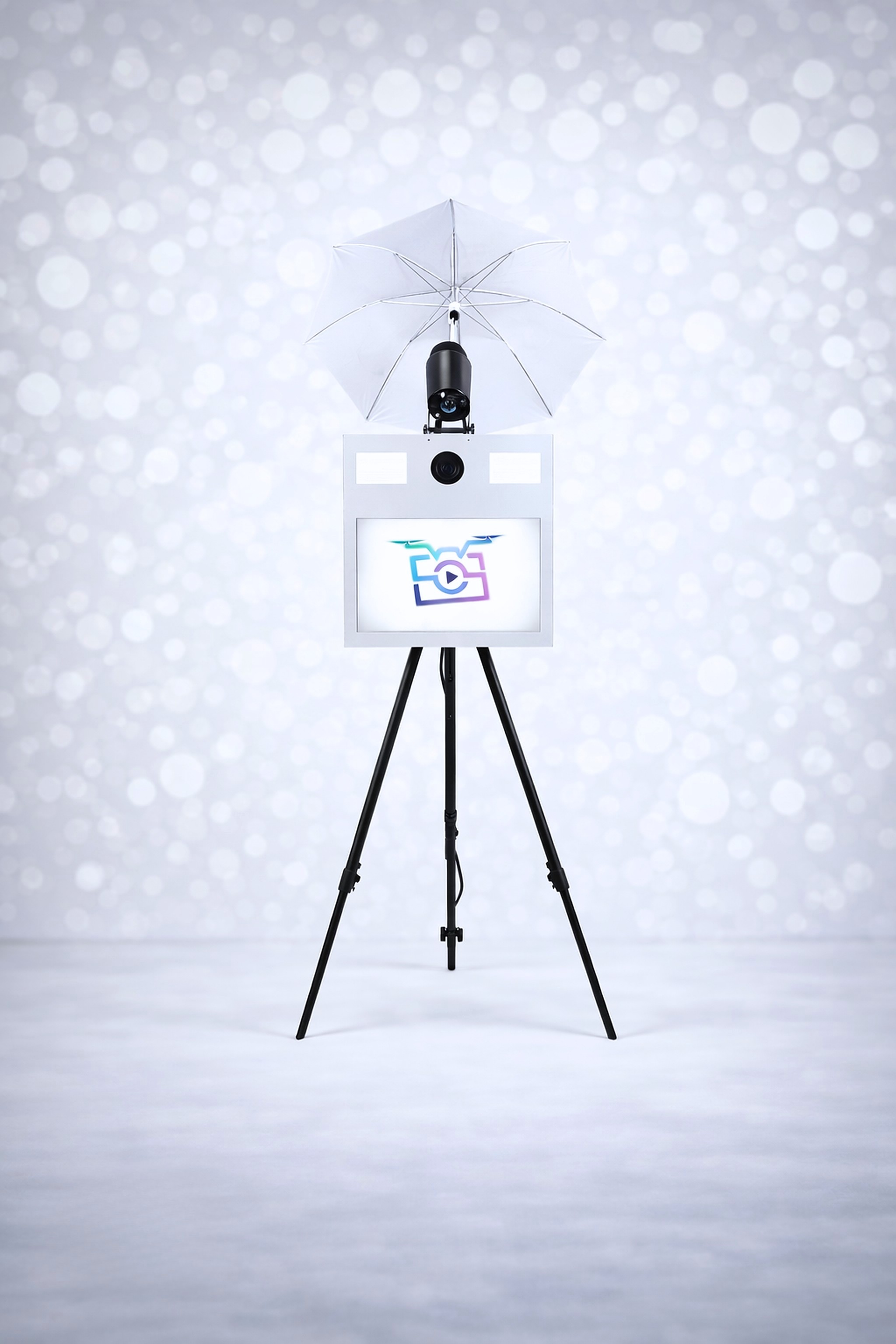 Photomaton classique sur trépied design épuré pour soirée entreprise