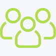 Green outline of three people icons