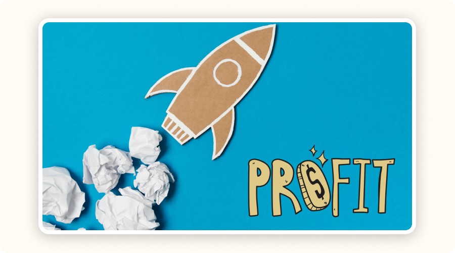 Rocket and the word “PROFIT”