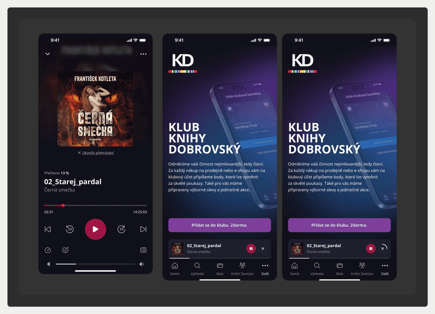 Funkce Ukončit přehrávání v přehrávači a v mini modulu