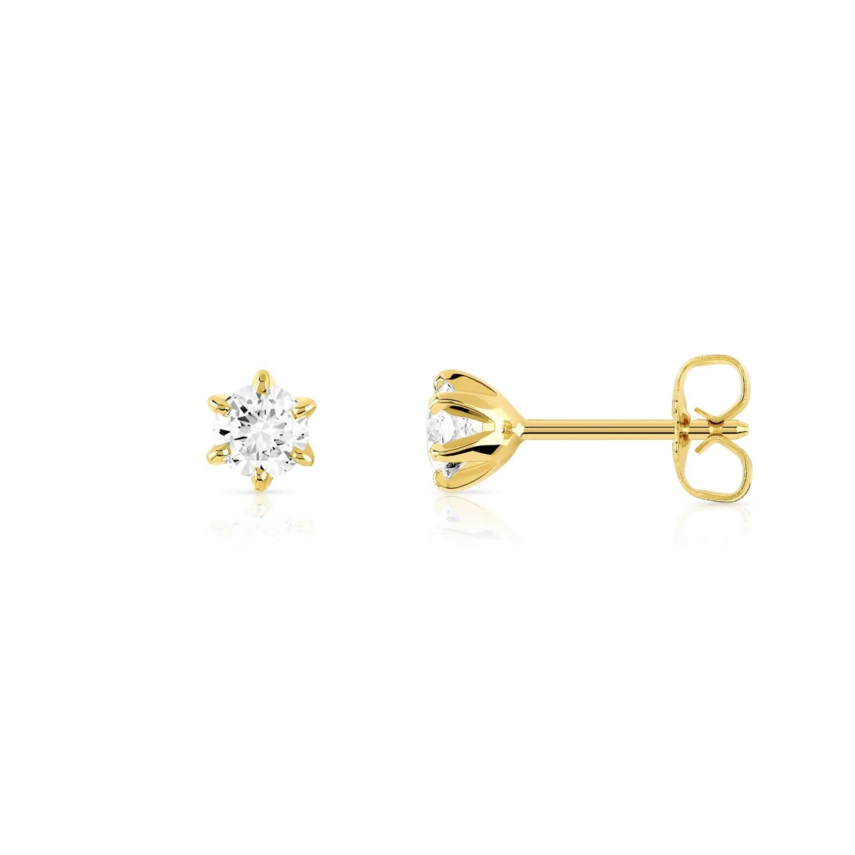 Boucles d'oreilles en or jaune 750 sertie de diamants