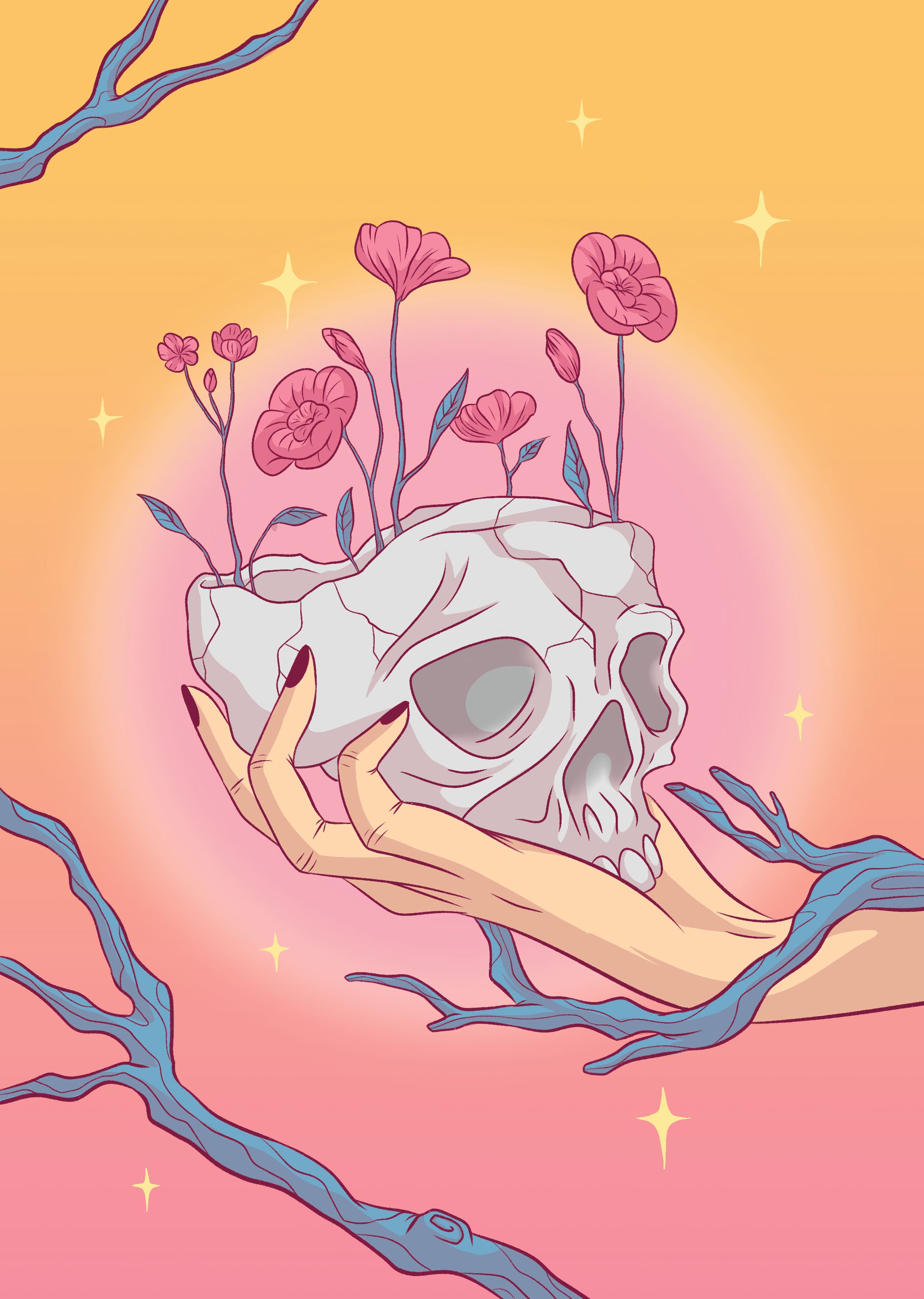Flowers and Skull