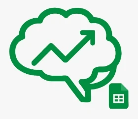 Icône analyse prédictive des ventes et prévisions automatiques Google Sheets avec IA