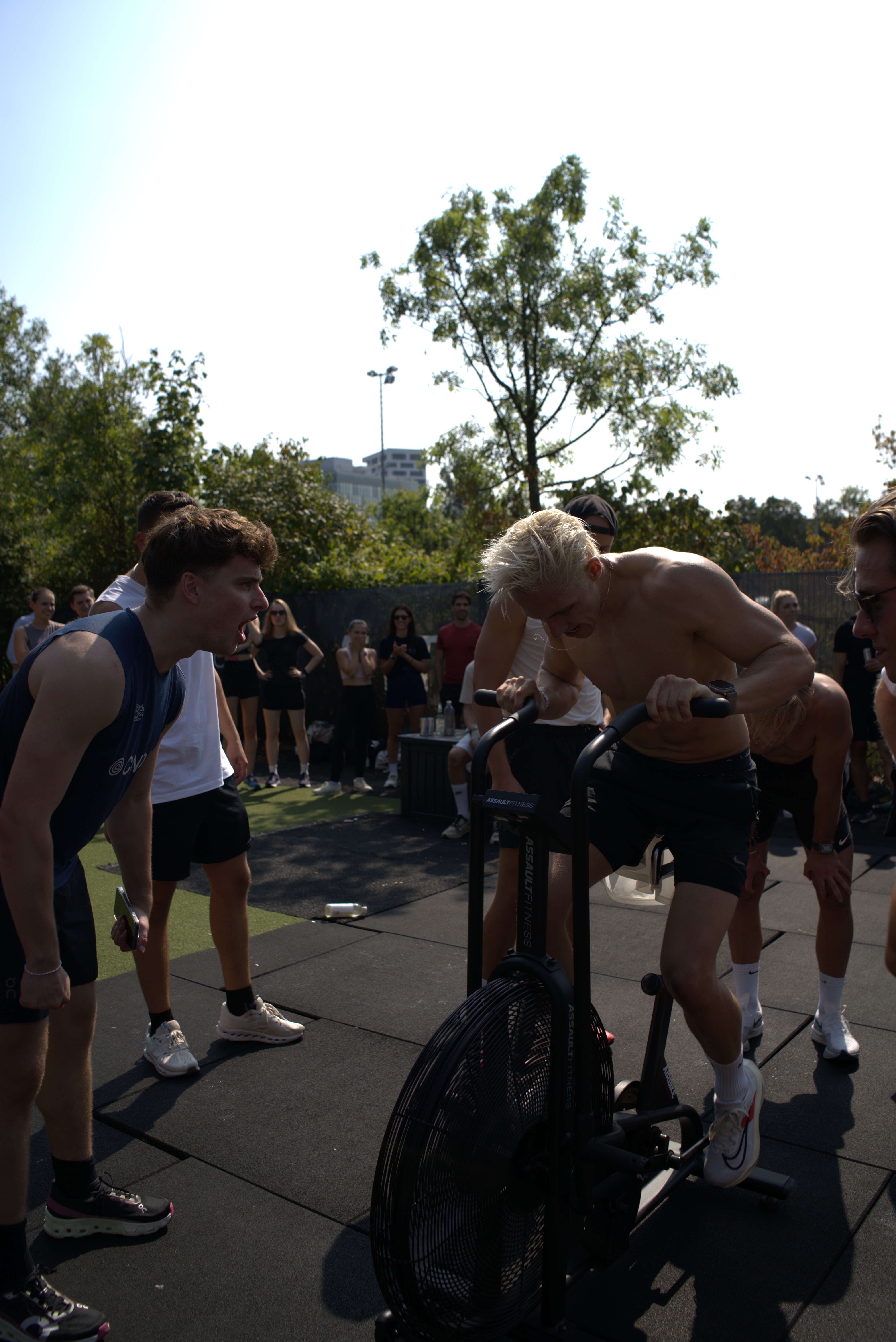 Athlete winning a race