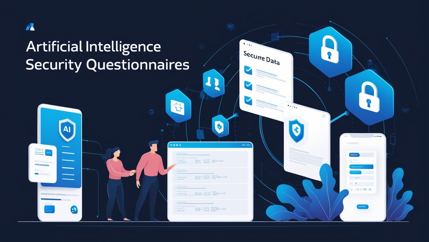 Illustration of AI automating security questionnaires, showcasing technology and streamlined processes