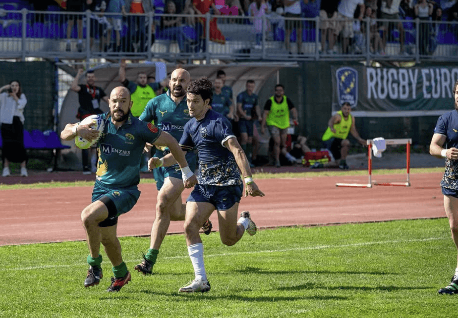 montenegrin player running for a try