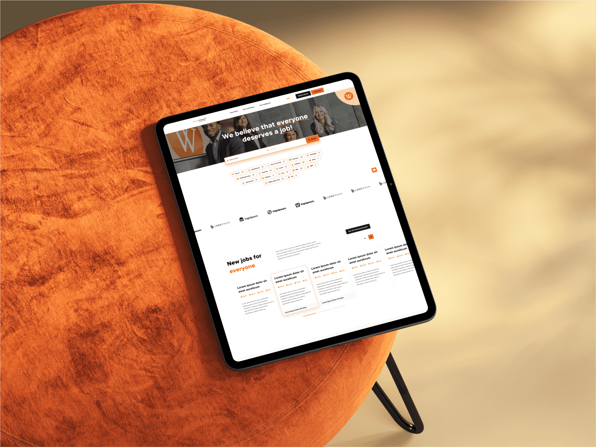 A mockup for an iPad placed on a table