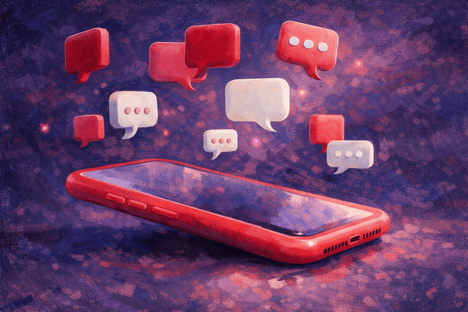 Phone with chat bubbles