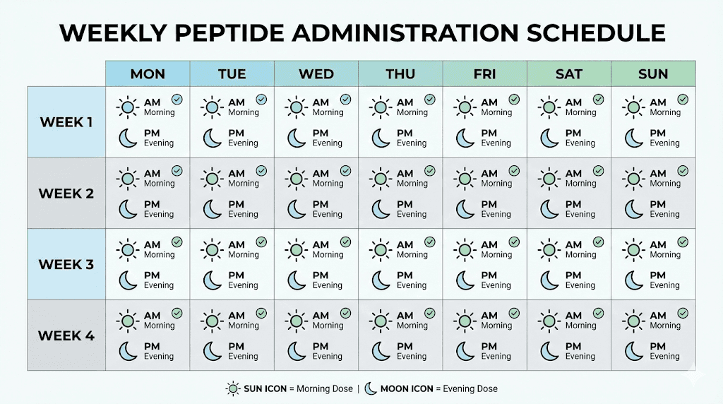 Bioactive peptide weekly dosing schedule example