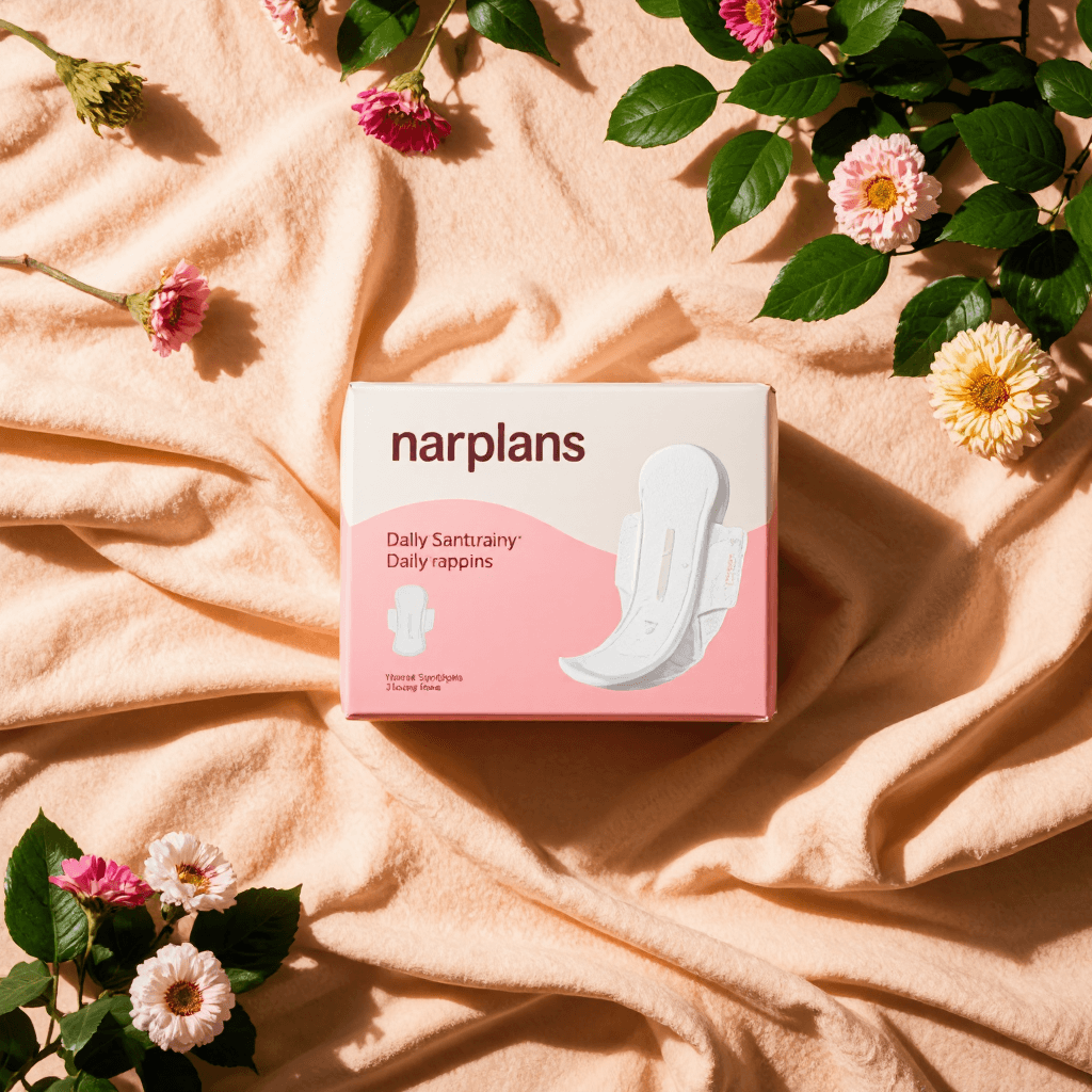 product photography of box of daily sanitary napkins
