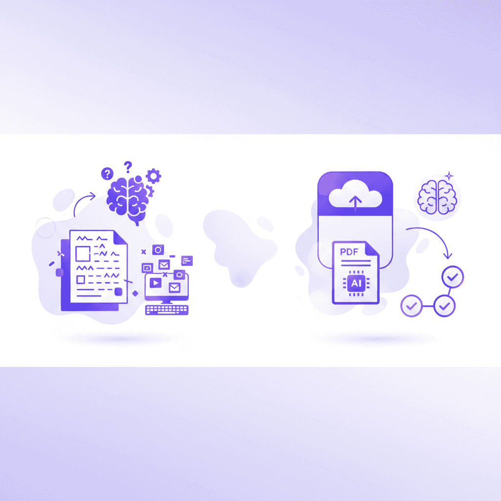 Comparison of manual quiz entry versus AI automated quiz generation.