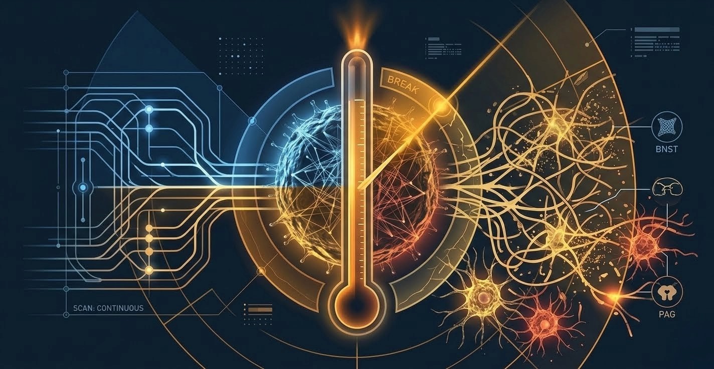 BNST neural relay system scanning for diffuse threat — sustained vigilance without object — Limbic Friction mechanism