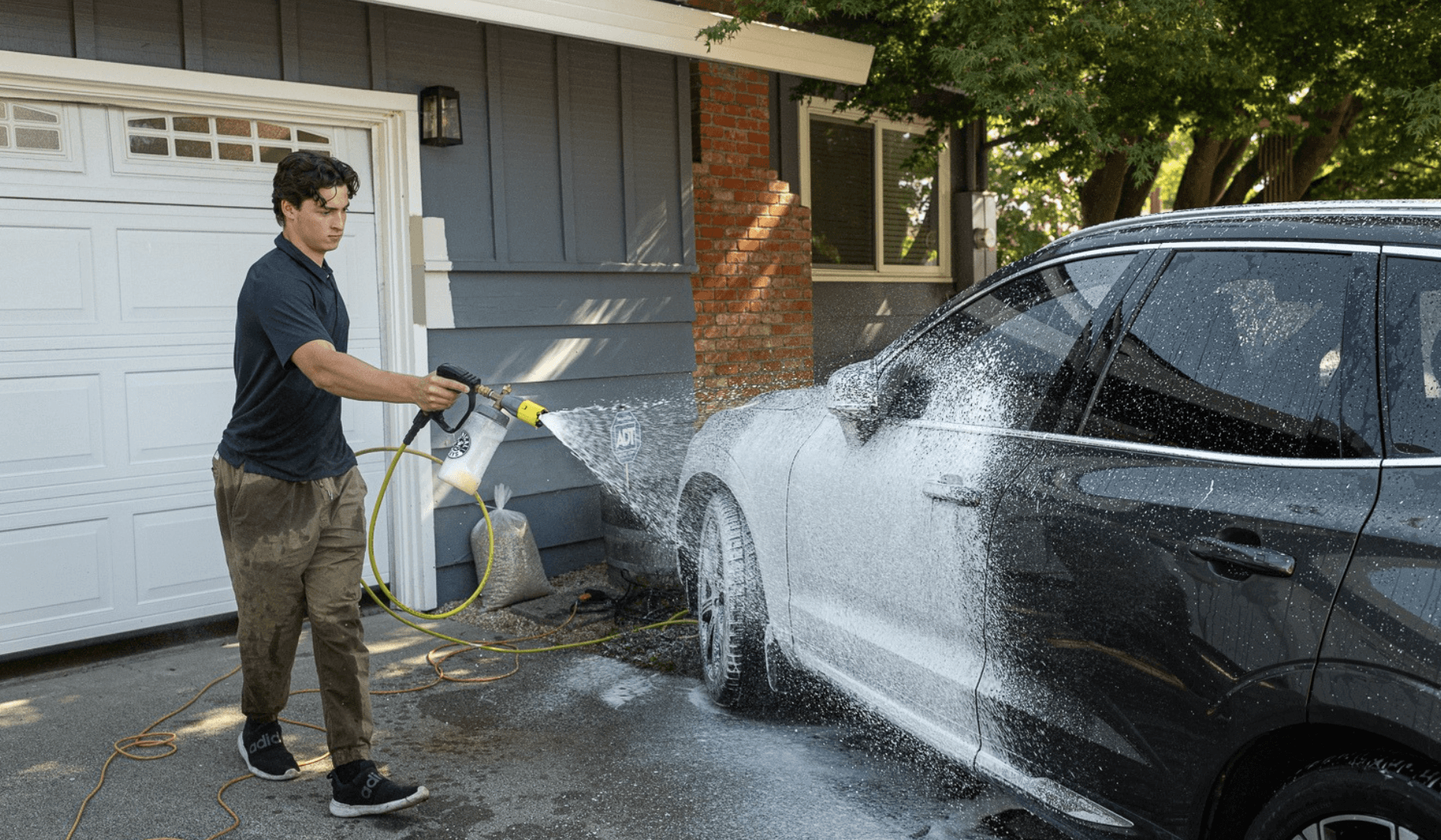 two men working on the roof of a house
