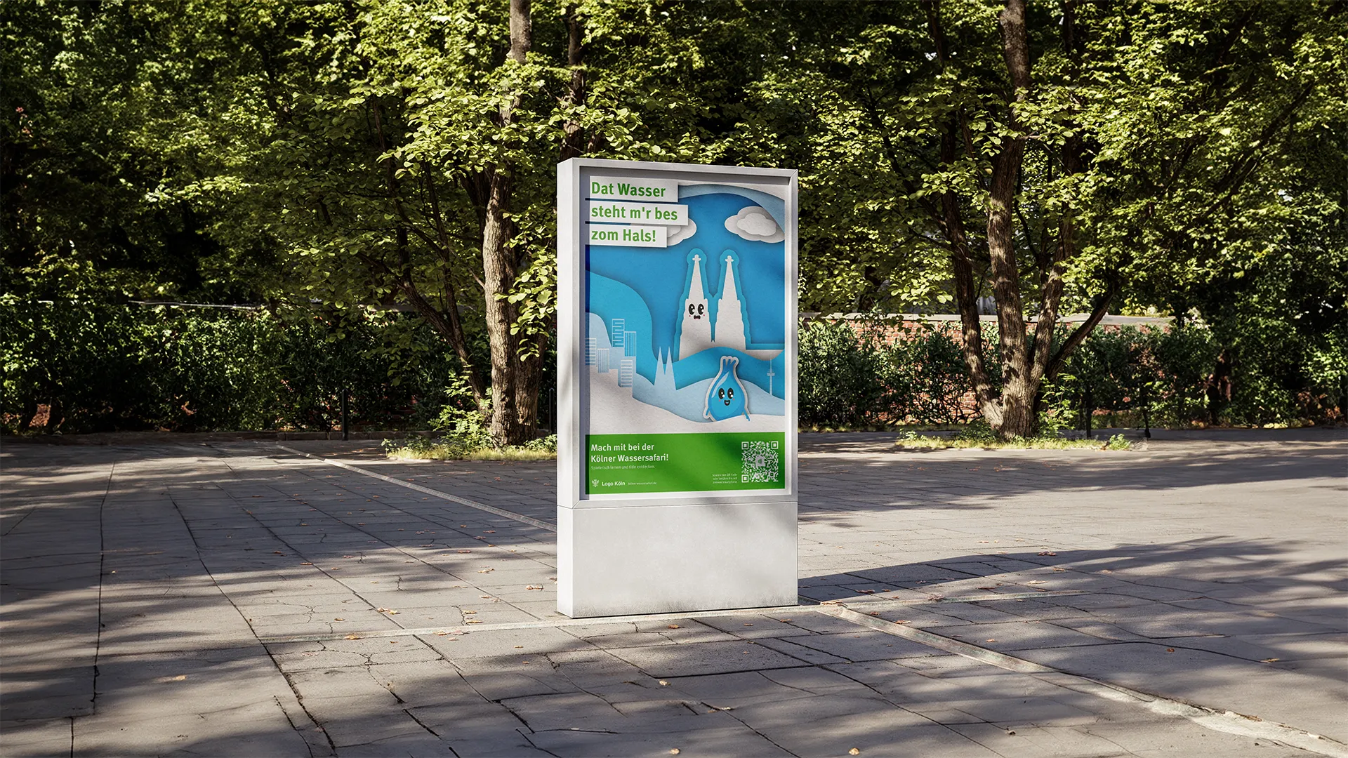 Ein Werbeplakat mit einem Plakat der Kölner Wassersafari Augmented Reality Plakat Kampagne 