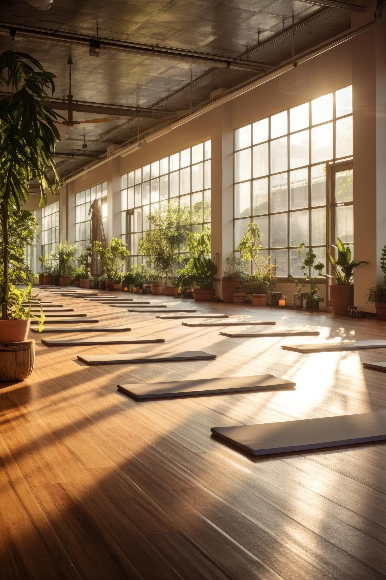 yoga class with mats