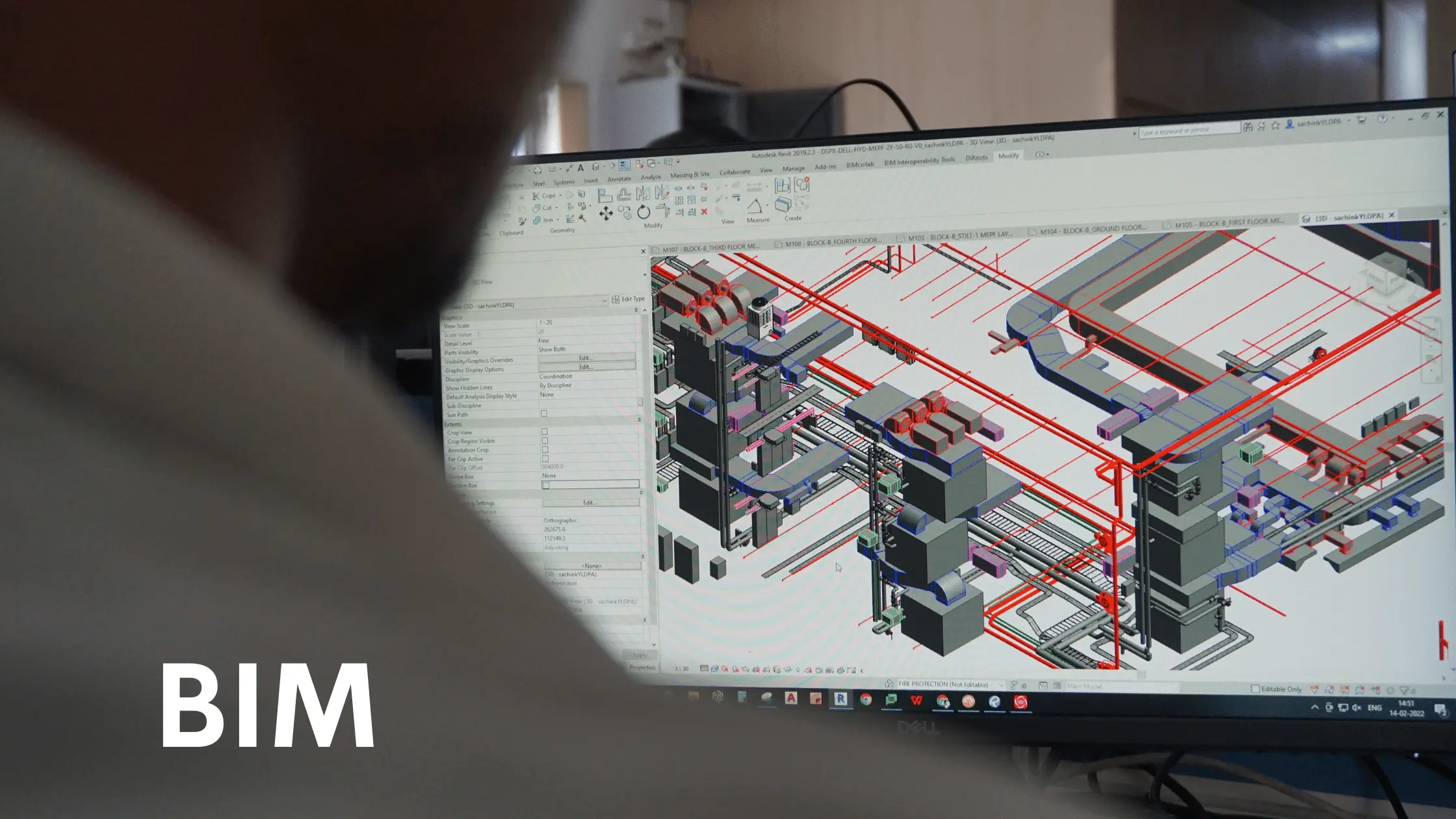 Employee working on a BIM model, image