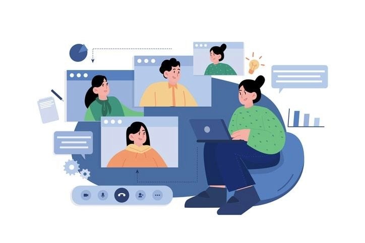 Team members communicating in a collaborative environment.