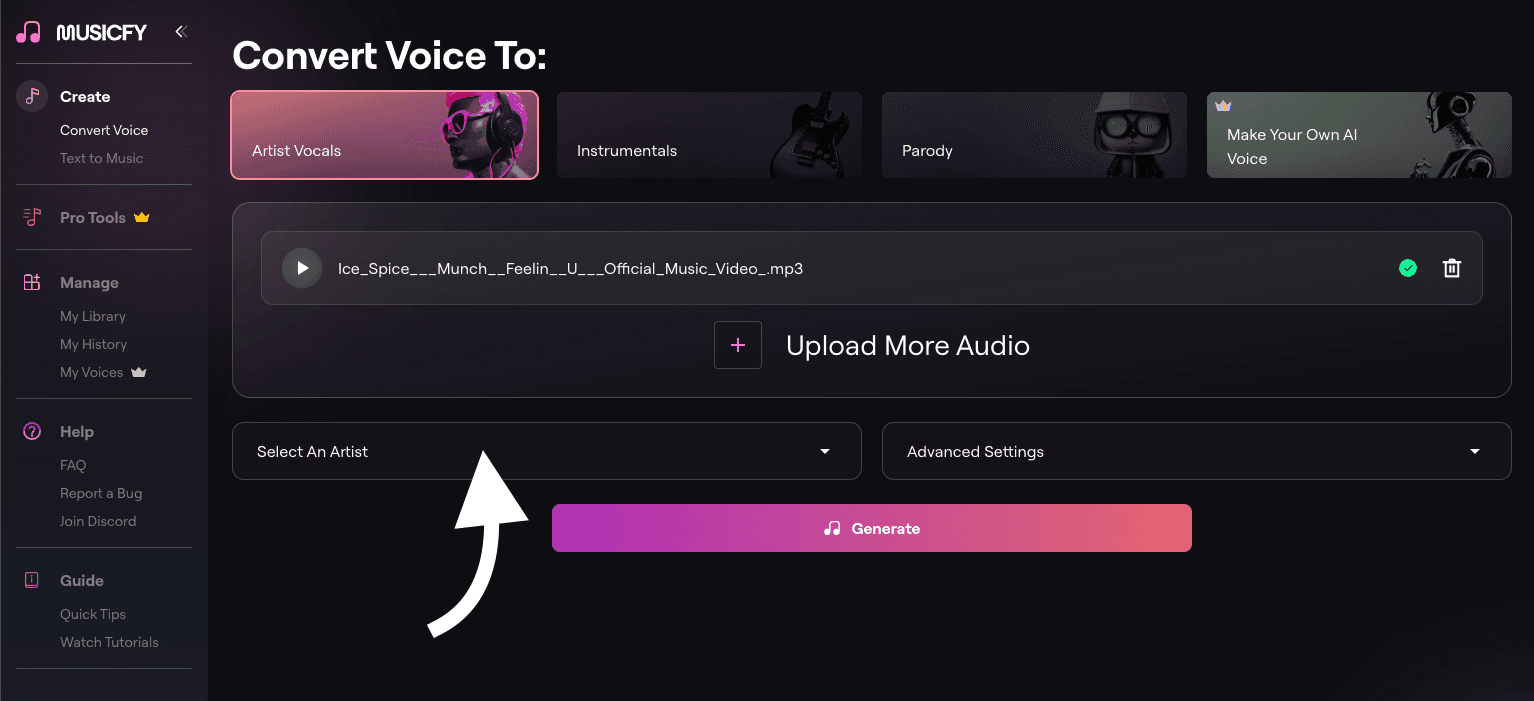 Musicfy's jschlatt ai voice generator