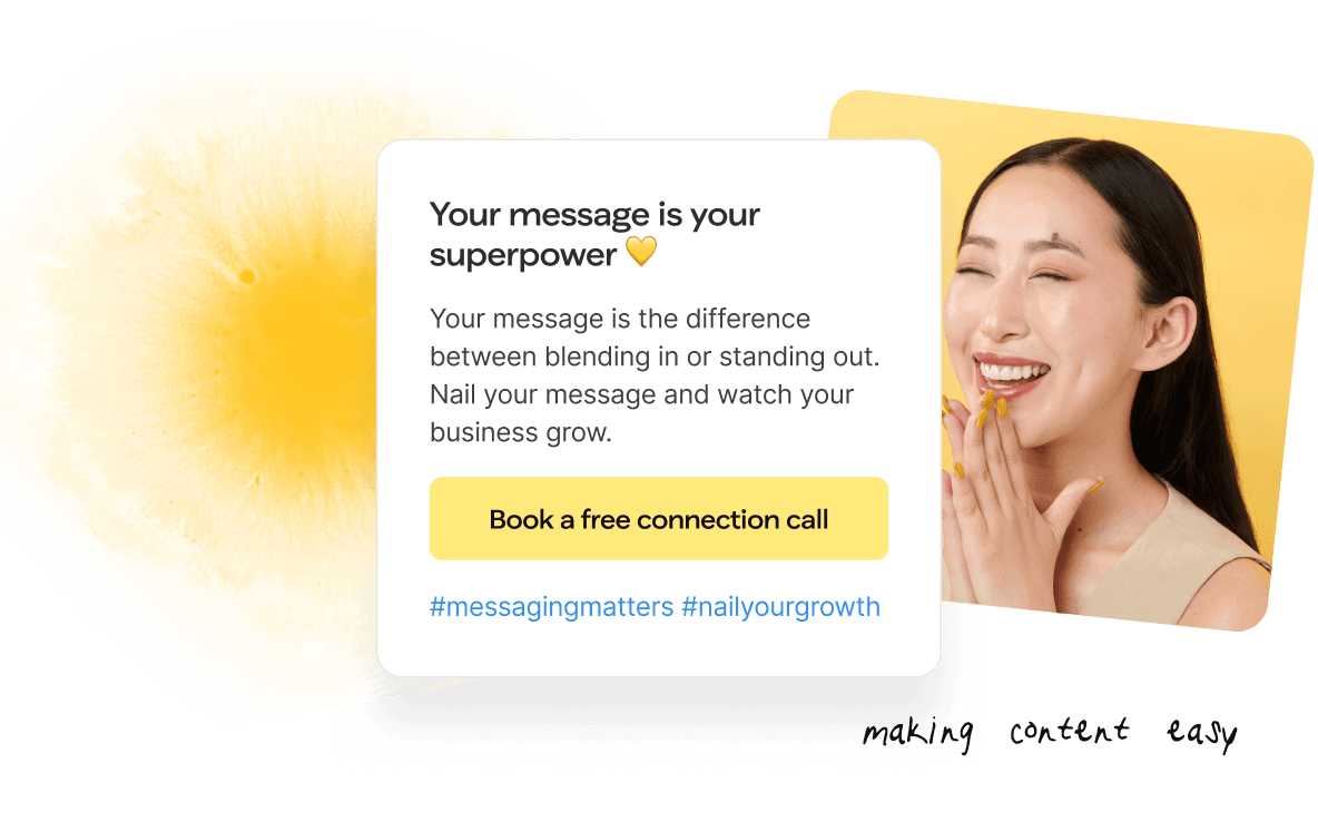 A digital interface showcasing a personal branding message with an option to customize settings.